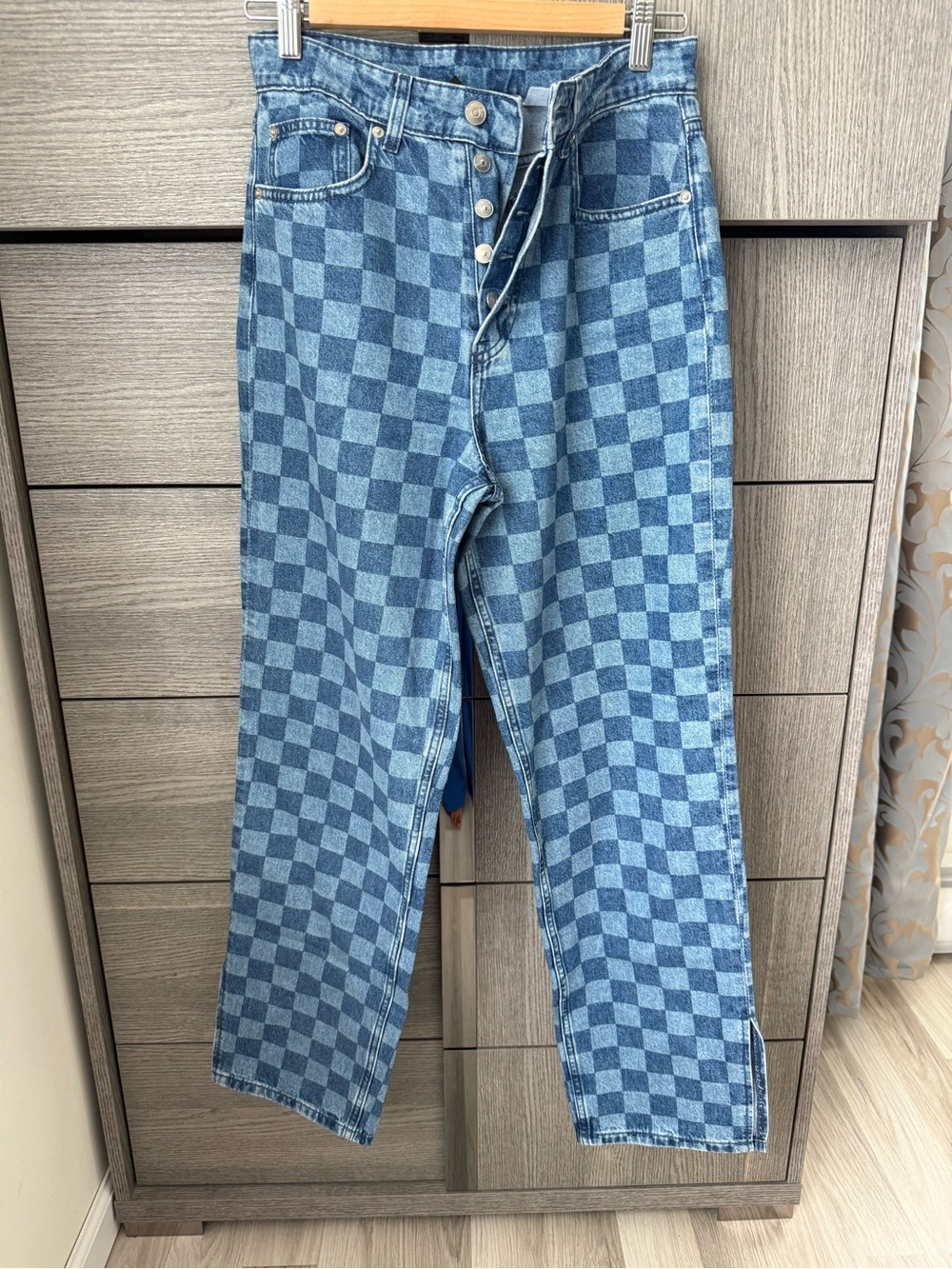 Blue Checkerboard Women Jeans